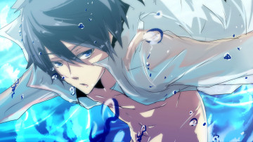 Картинка аниме free парень вода