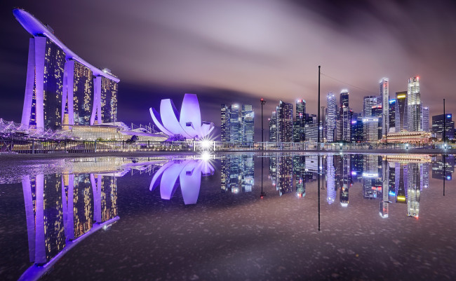 Обои картинки фото города, сингапур , сингапур, singapore, ночь