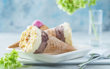 Картинка еда мороженое +десерты рожок десерт ванильное вафельный