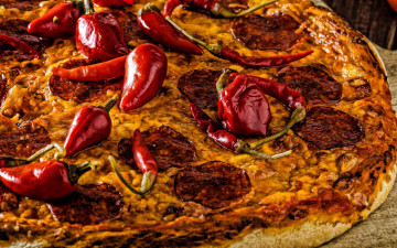 Картинка еда пицца острый перец стручки