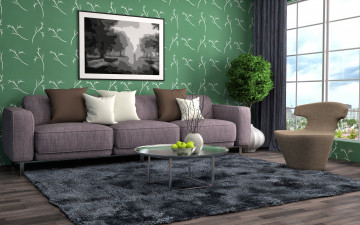 Картинка интерьер гостиная диван картина
