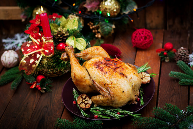 Обои картинки фото еда, мясные блюда, курица, мясо, рождество, праздник