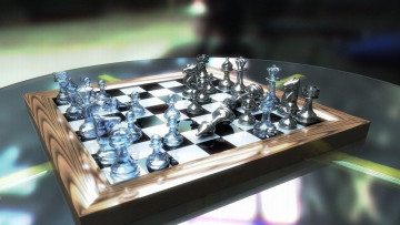 Картинка 3д+графика реализм+ realism шахматы доска фигуры