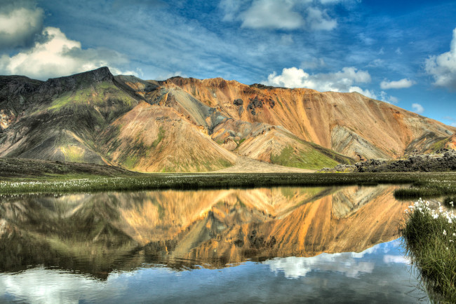 Обои картинки фото природа, реки, озера, отражение, исландия, горы, озеро