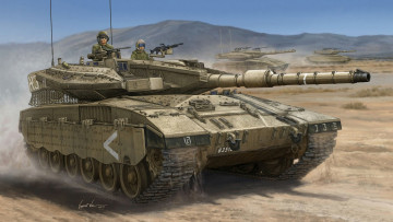 Картинка меркава техника военная танки экипаж на марше