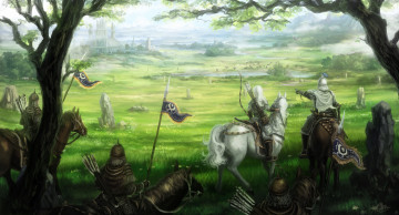 Картинка рисованное армия воины крепость луз лошади