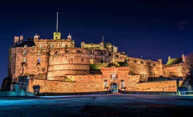 Обои картинки фото edinburgh castle, города, эдинбург , шотландия, замок, ночь