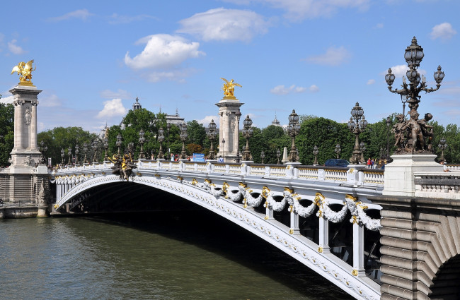 Обои картинки фото мост александра iii, города, париж , франция, мост, александра, iii, париж