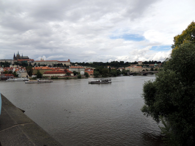 Обои картинки фото города, прага , Чехия, панорама, река, влтава