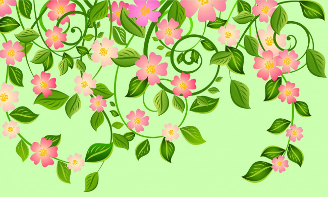 Обои картинки фото векторная графика, цветы , flowers, фон, листья, цветы