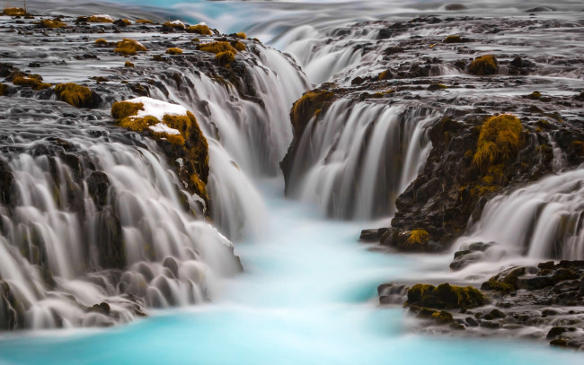 Обои картинки фото bruarfoss waterfalls,  iceland, природа, водопады, iceland, bruarfoss, waterfalls