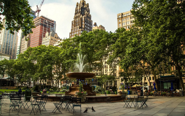 Обои картинки фото bryant park,  new york city, города, нью-йорк , сша, небоскребы, парк