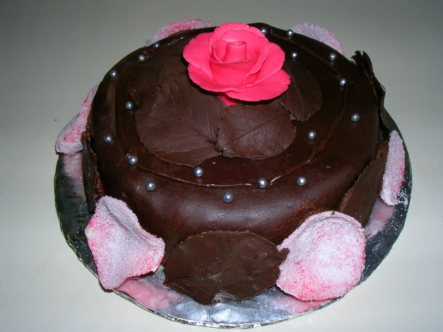 Обои картинки фото еда, пирожные, кексы, печенье, торт, шоколадный, роза