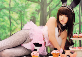 Картинка девушки sayumi+michishige ушки ободок платье колготки кексы