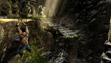 Картинка видео+игры uncharted +golden+abyss человек прыжок ступени пещера овраг