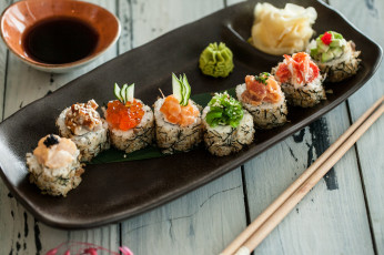 Картинка еда рыба +морепродукты +суши +роллы японская кухня суши роллы имбирь васаби