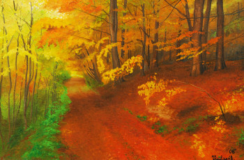 Картинка рисованные природа осень лес