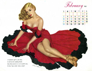 обоя календари, девушки, платье, блондинка, ретро
