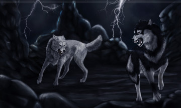 Картинка рисованные животные собаки молния