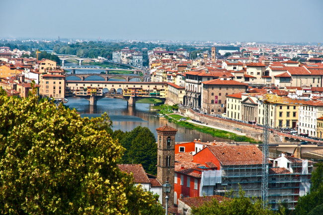 Обои картинки фото города, флоренция , италия, панорама, мост