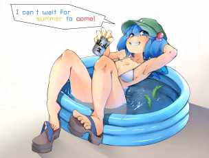 Картинка аниме touhou kawashiro nitori flanvia арт девушка бассейн