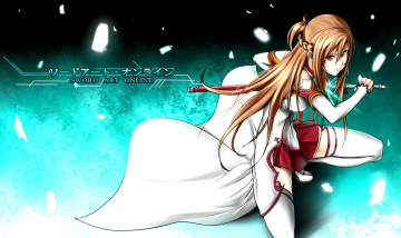Картинка аниме sword+art+online девушка оружие фон взгляд меч yuuki asuna