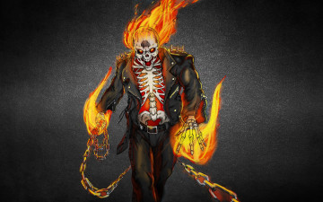 Картинка призрачный+гонщик фэнтези нежить цепь череп скелет призрачный гонщик ghost rider огонь