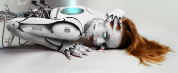 Картинка фэнтези роботы +киборги +механизмы киборг фон девушка