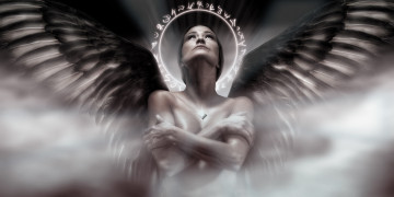 Картинка фэнтези ангелы девушка фон крылья