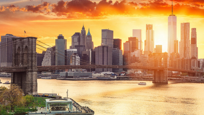 Обои картинки фото города, нью-йорк , сша, manhattan, sunset