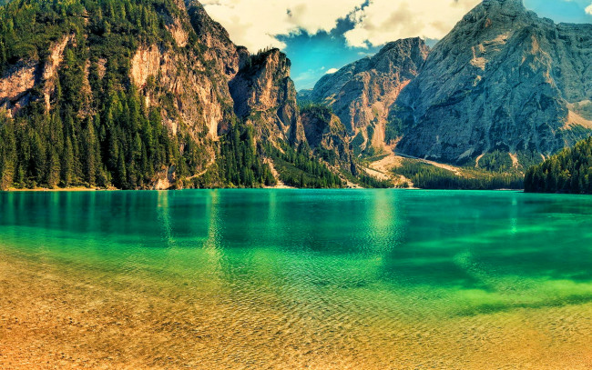 Обои картинки фото lago di braies, south tyrol, italy, природа, реки, озера, lago, di, braies, south, tyrol