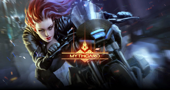 Обои картинки фото видео игры, mythgard, девушка, мотоцикл, скорость
