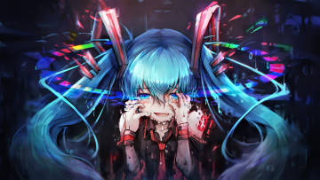 Картинка аниме vocaloid девочка слезы
