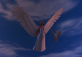 Картинка 3д+графика ангел+ angel ангелы дочь мать