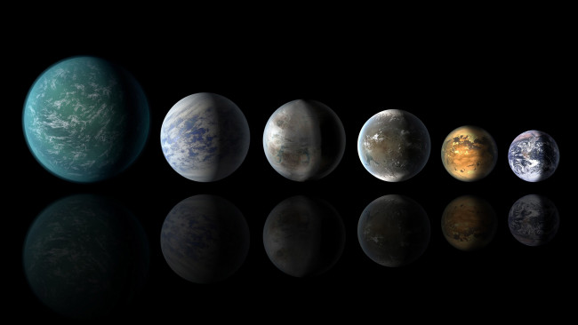 Обои картинки фото космос, арт, earth, nasa, kepler-22b, экзопланета, kepler-186f, kepler-62f, kepler-452b, kepler-69c, экзопланеты, земля, планета
