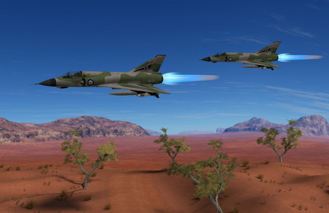 Обои картинки фото авиация, 3д, рисованые, v-graphic, полет, самолеты, пустыня