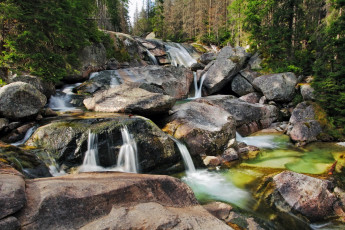 Картинка природа водопады камни деревья