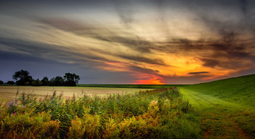 Картинка природа восходы закаты закат лето поле