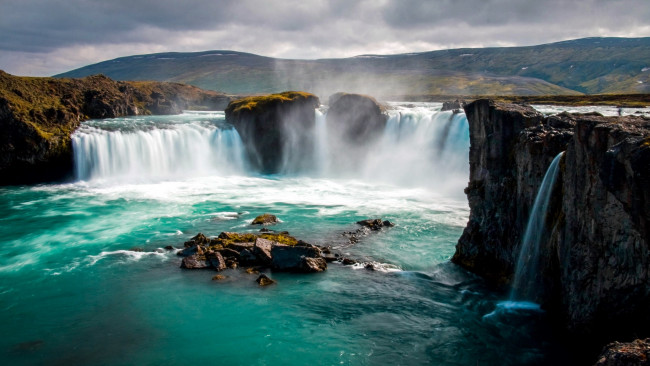 Обои картинки фото gooafoss waterfall, iceland, природа, водопады, gooafoss, waterfall