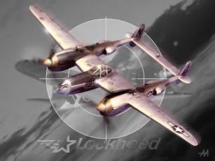 Картинка авиация 3д рисованые graphic p-38 lightning