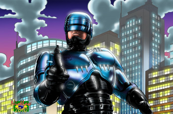 Картинка рисованные комиксы полицейский робот робокоп