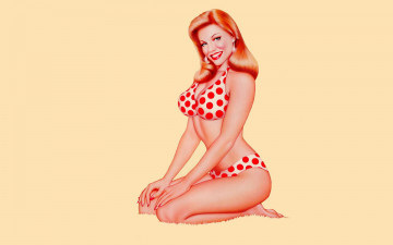 Картинка connie рисованные carlos+cartagena купальник улыбка пин-ап рыжеволосая девушка
