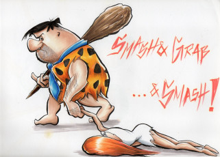 Картинка рисованное комиксы мужчина девушка дубина шкура