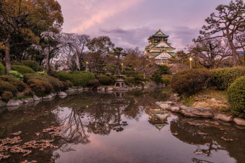 Картинка osaka+castle города замки+Японии парк замок