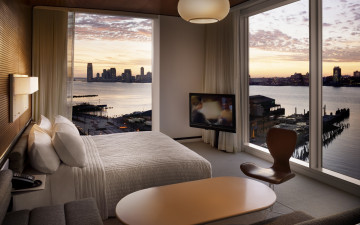Картинка интерьер спальня стиль дизайн жилая комната мегаполис
