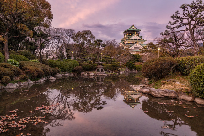 Обои картинки фото osaka castle, города, замки Японии, парк, замок