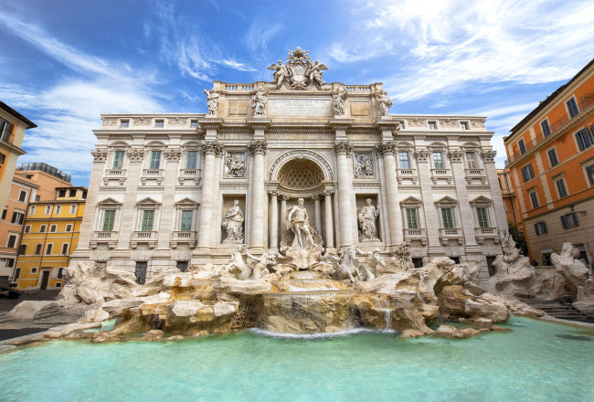 Обои картинки фото fontana di trevi, города, рим,  ватикан , италия, простор