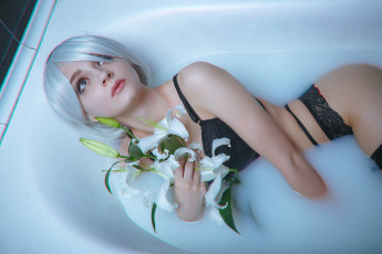 Картинка девушки kirdjava белье ванна лилия образ