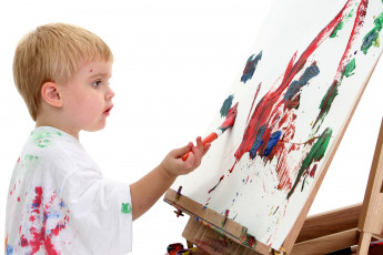 Картинка разное дети мальчик кисть мольберт краски