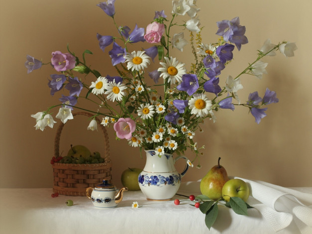 Обои картинки фото harumi, saito, садовый, букет, цветы, букеты, композиции
